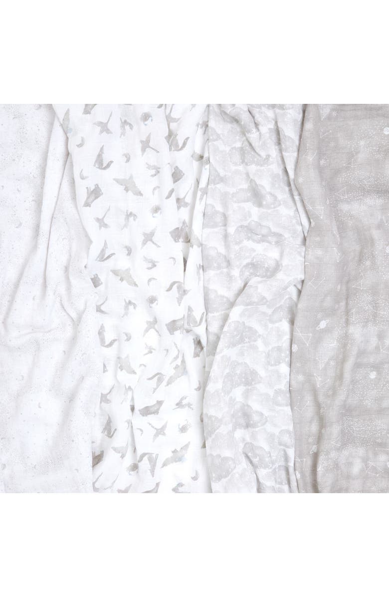 aden + anais Boutique 4-Pack 100% Organic Cotton Muslin Swaddles, Alternate, color, Map The Stars