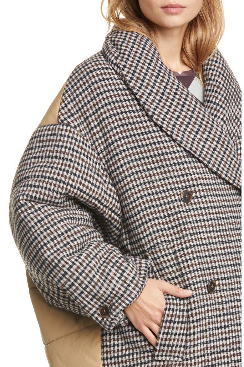 Diri Houndstooth Check Puffer Coat, Alternate, color, BROWN BLUE MINI HOUNDSTOOTH