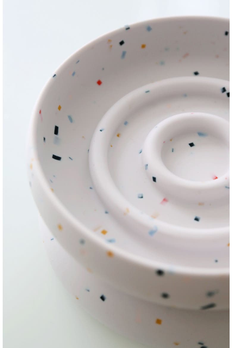 Halo Tempo Slow Feeder Pet Bowl, Alternate, color, WHITE SPECKLED