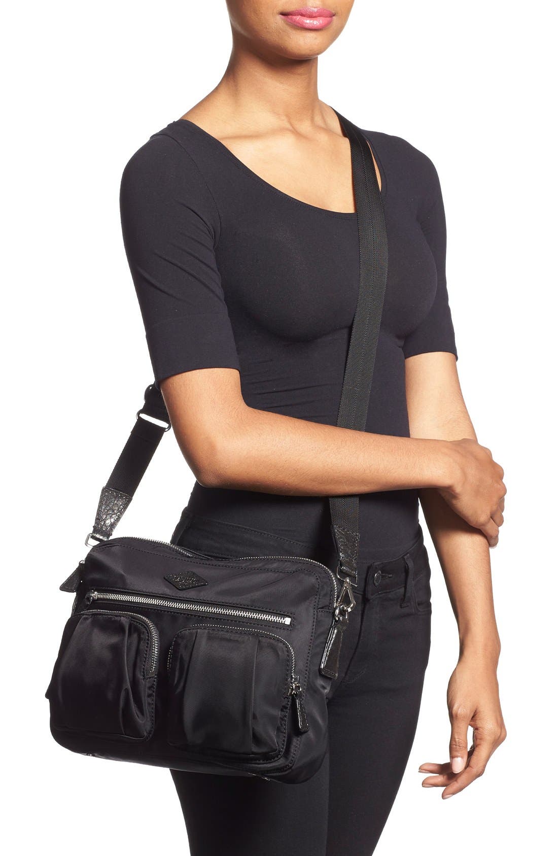 MZ Wallace 'Small Roxy' Bedford Nylon Shoulder Bag, Alternate, color, 