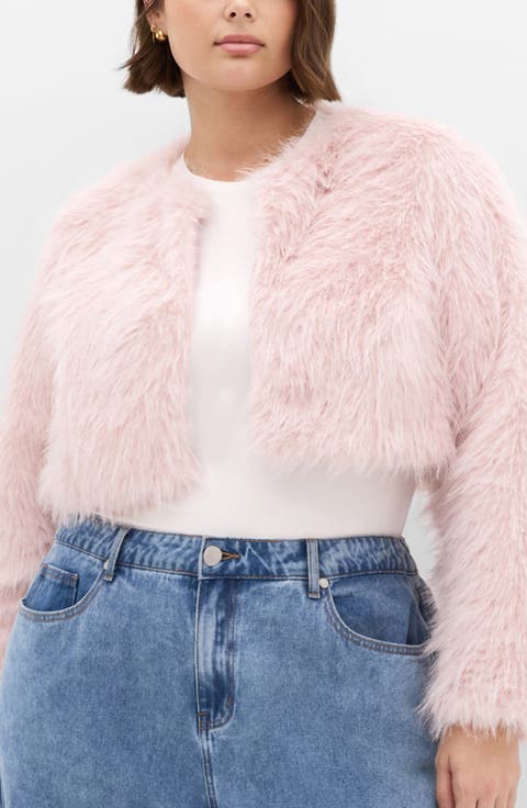 Angelica Faux Fur Crop Jacket (Plus)