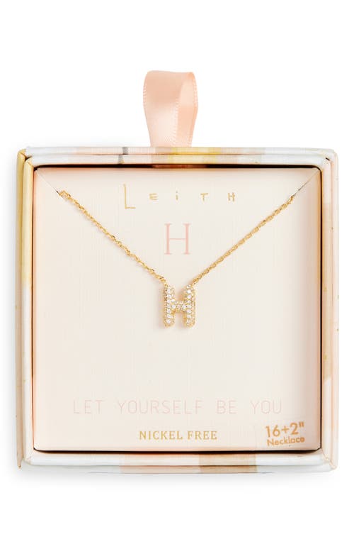 Leith Cubic Zirconia Initial Pendant Necklace In H- Clear- Gold