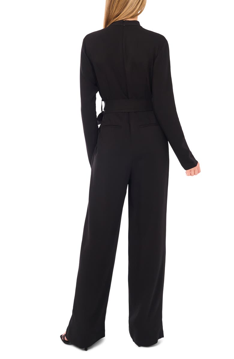 Ted Baker Floral Embroidered Long Sleeve Wide Leg Jumpsuit, Alternate, color, Rich Black