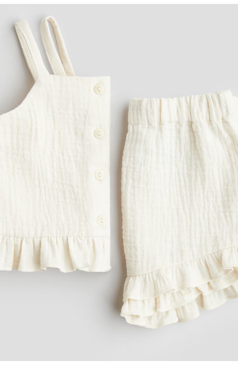 H&M 2-piece cotton muslin set, Alternate, color, Cream