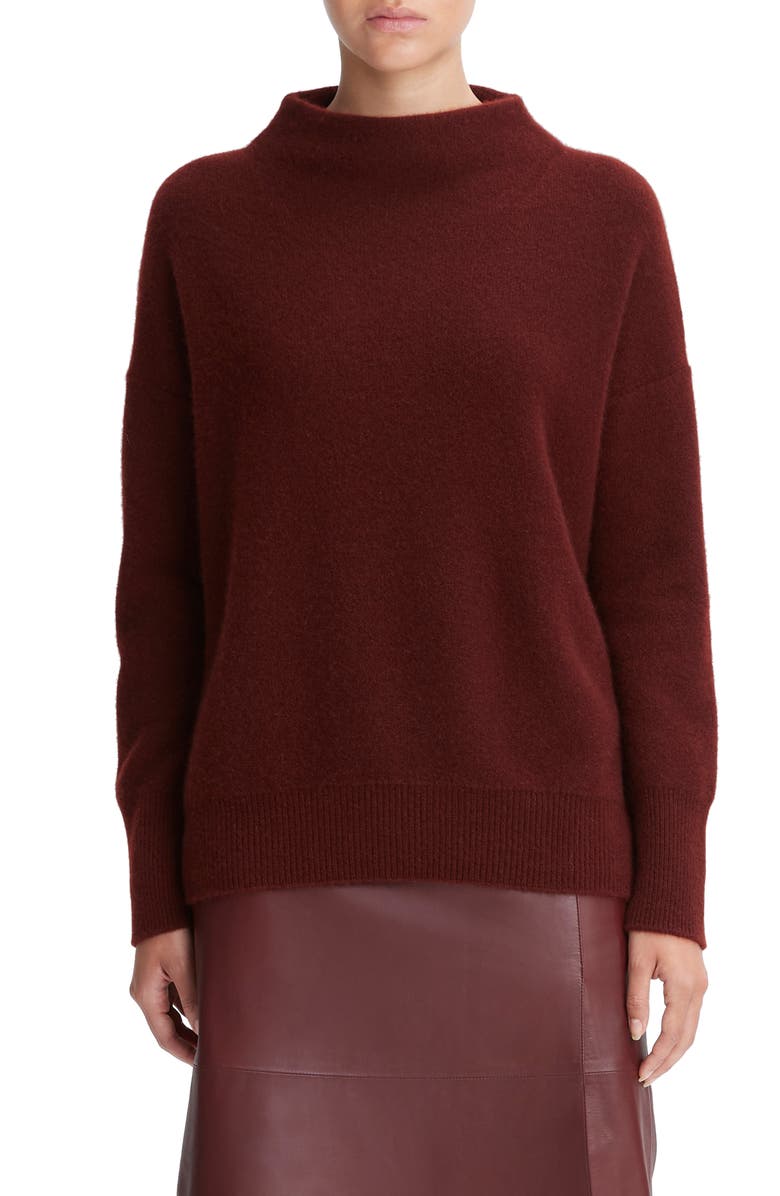Vince Boiled Cashmere Funnel Neck Pullover, Main, color, Cinnamon Stick