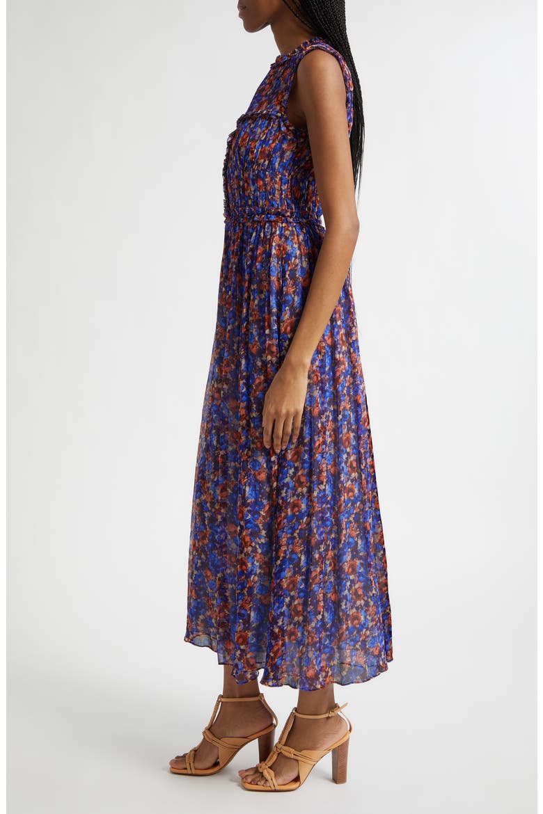 Kasia Floral Silk Midi Dress, Alternate, color, VIOLET