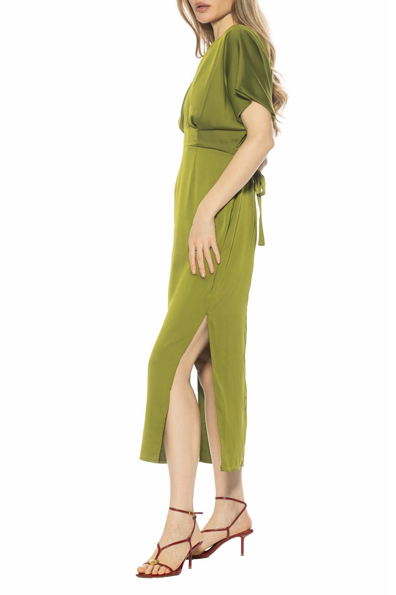 Sylvi Draped Sleeve Midi Dress, Alternate, color, SAGE