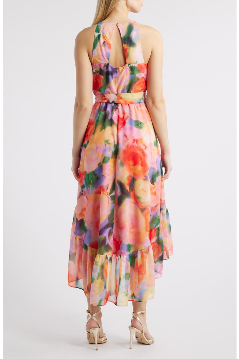 Floral High-Low Chiffon Dress, Alternate, color, PINK MULTI