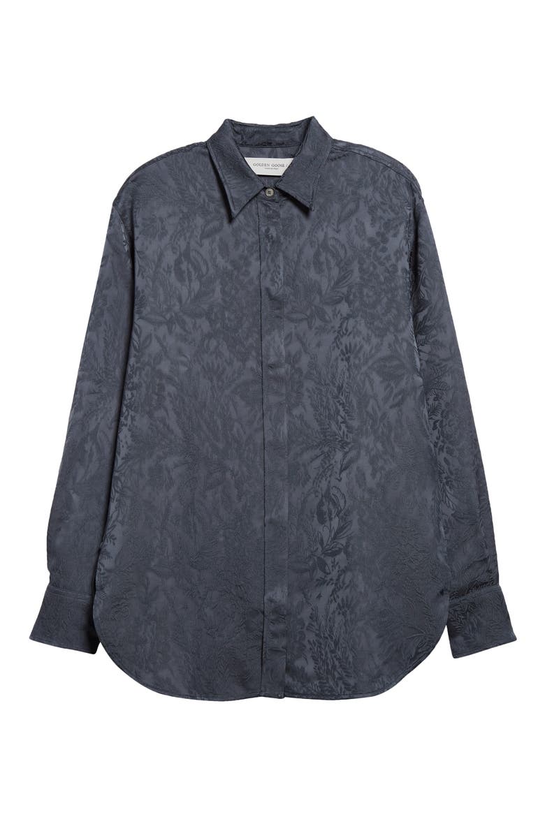 Toile De Jouy Jacquard Boyfriend Shirt, Alternate, color, OMBRE BLUE