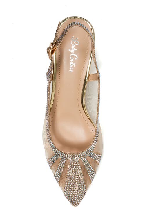 Lady Couture Macy Mesh Rhinestone Slingback Pump In Gold