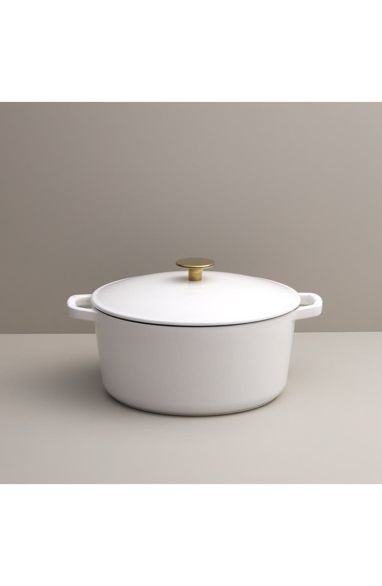 KANA 3-Piece Cast Iron Cookware Set, Alternate, color, White | Gold Knob