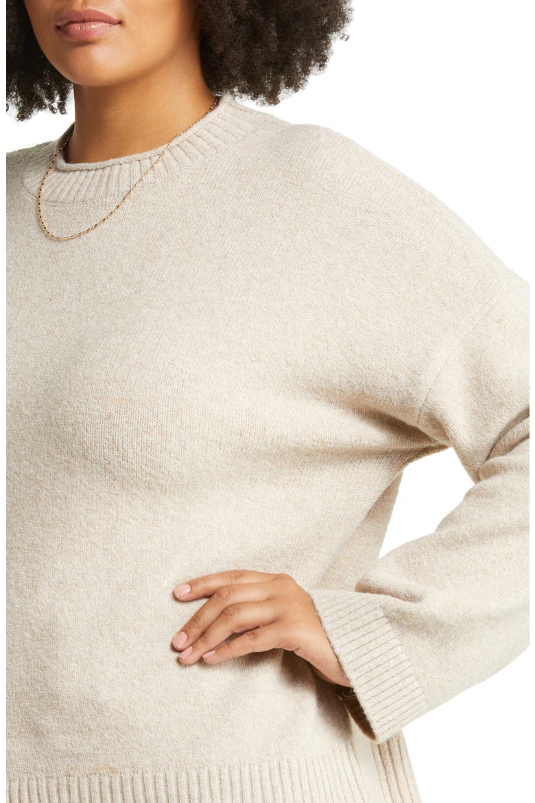 Cozy Roll Crewneck Sweater, Alternate, color, BEIGE OATMEAL HEATHER