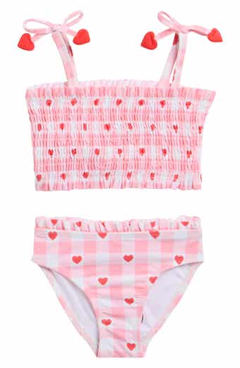Little Me Gingham Heart UPF 50+ Two-Piece Swimsuit