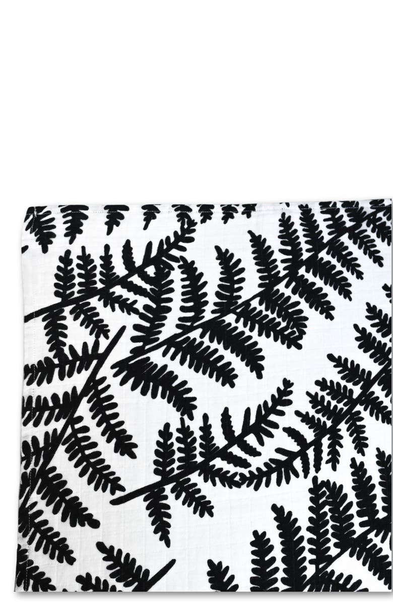 ETTA LOVES Fern Muslin XL Sensory Square, Alternate, color, Black And White