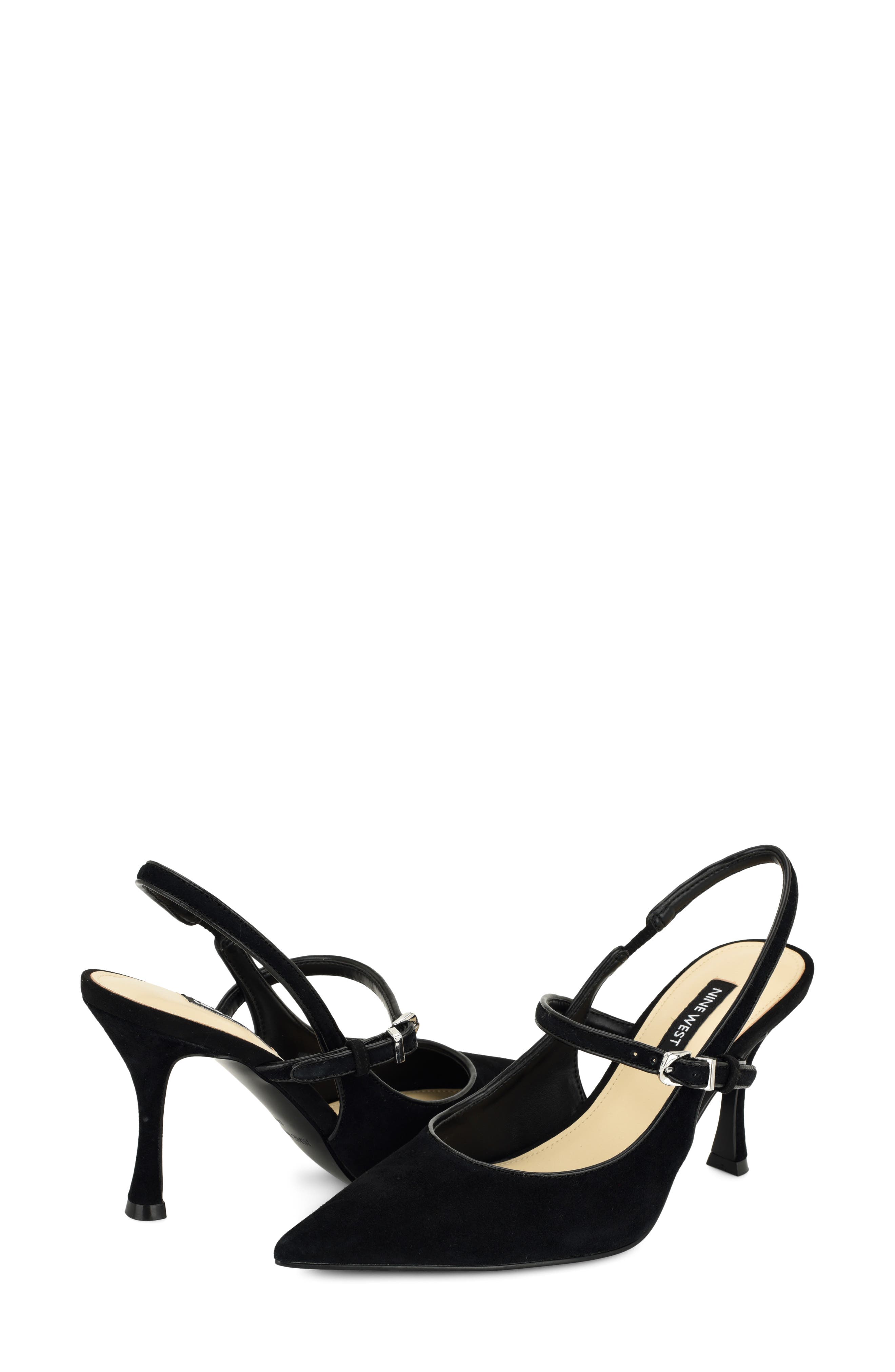 Amelap Pointed Toe Slingback Pump, Alternate, color, BLACK