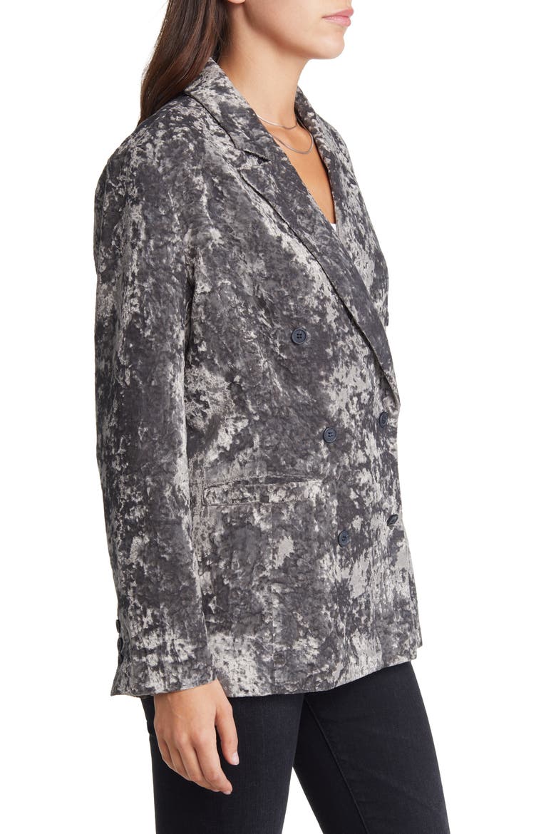 Double Breasted Crushed Velvet Blazer, Alternate, color, GREY PAVEMENT