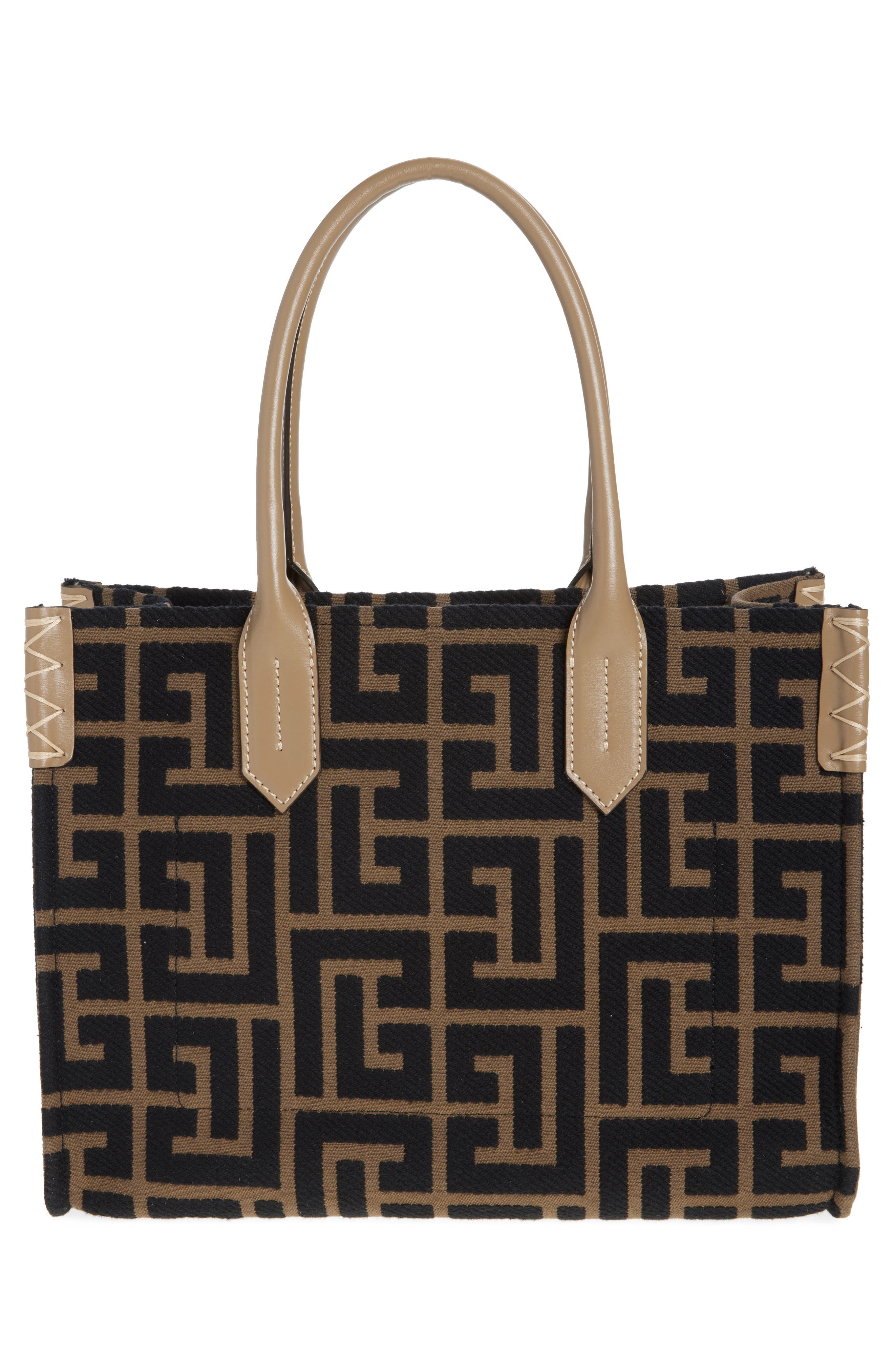 Balmain B-Army Monogram Jacquard Shopper Tote, Alternate, color, 