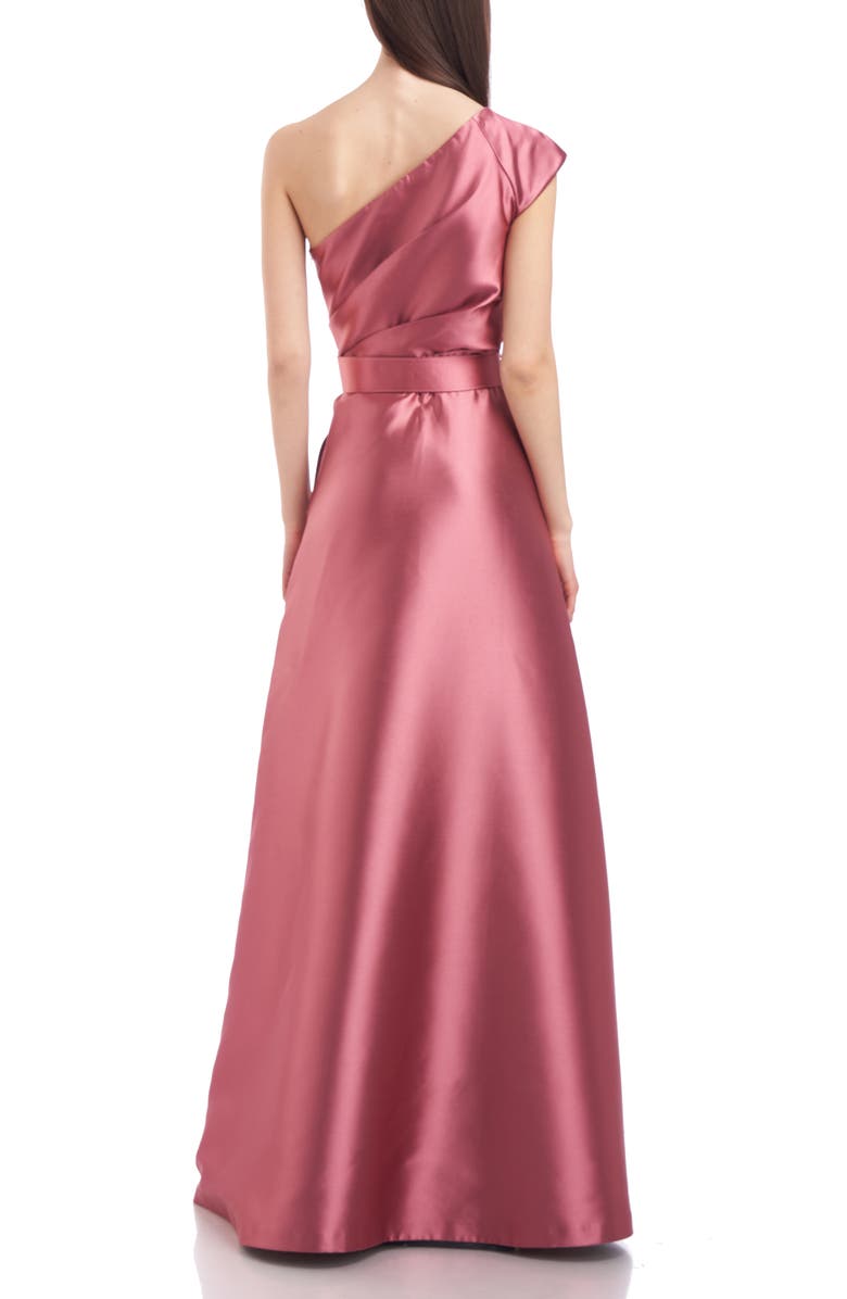 Kay Unger Estella One Shoulder A-Line Satin Gown, Alternate, color,