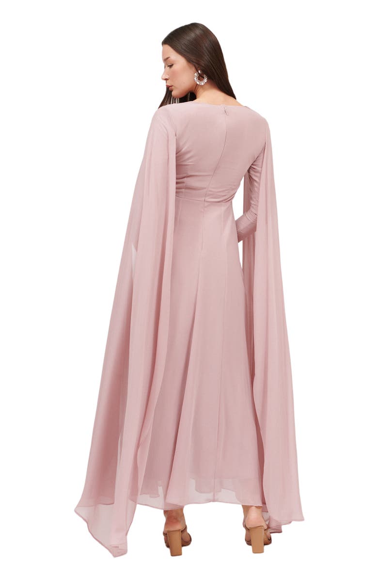 MARYISA Modest Ruffle Dress Maxi With Abstract Print, Alternate, color, Lilac