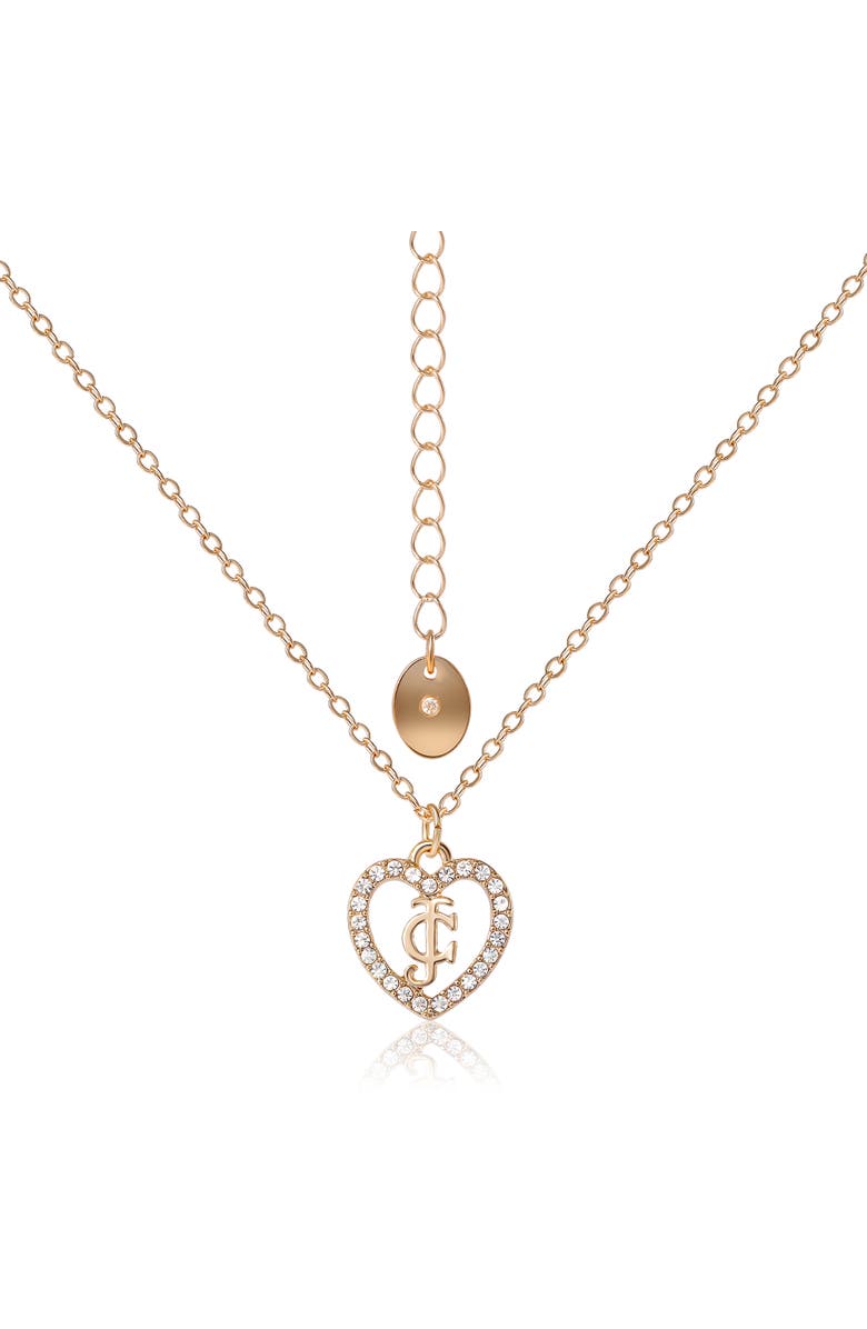 Juicy Couture Gold-Tone Pavé Heart Necklace & Stud Earrings Set, Alternate, color, 