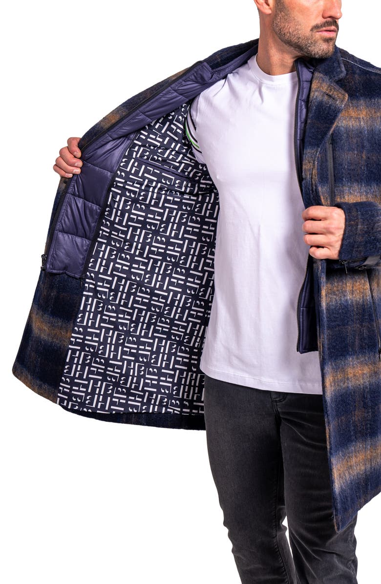 Maceoo Ascension0003 Black Brushed Cotton Blend Peacoat with Dickey, Alternate, color, Black