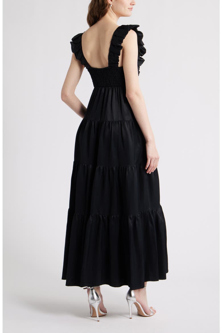 Ruffle Maxi Dress, Alternate, color, BLACK
