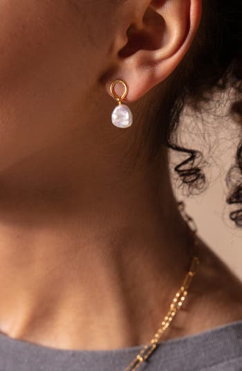 Nura Freshwater Pearl Drop Frontal Hoop Earrings