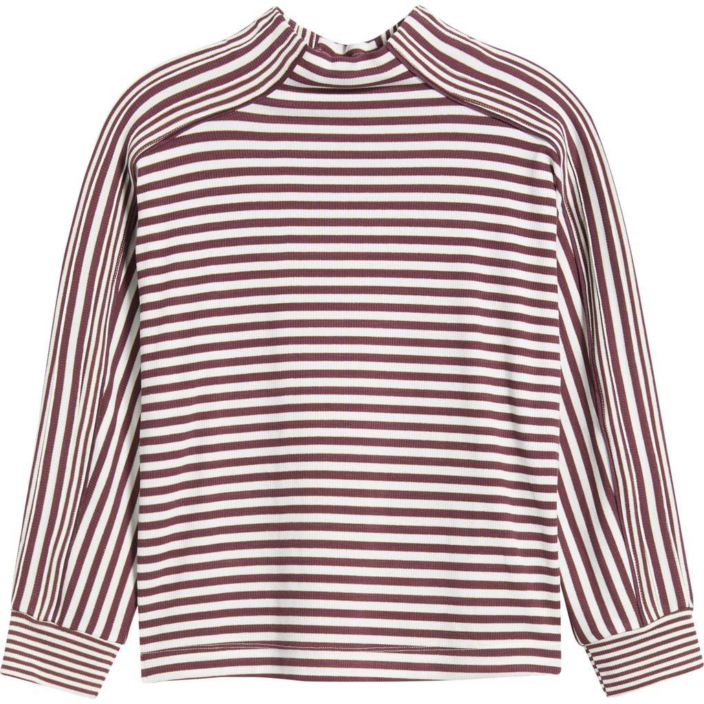 Wit & Wisdom Stripe Mock Neck Rib Top In Multi