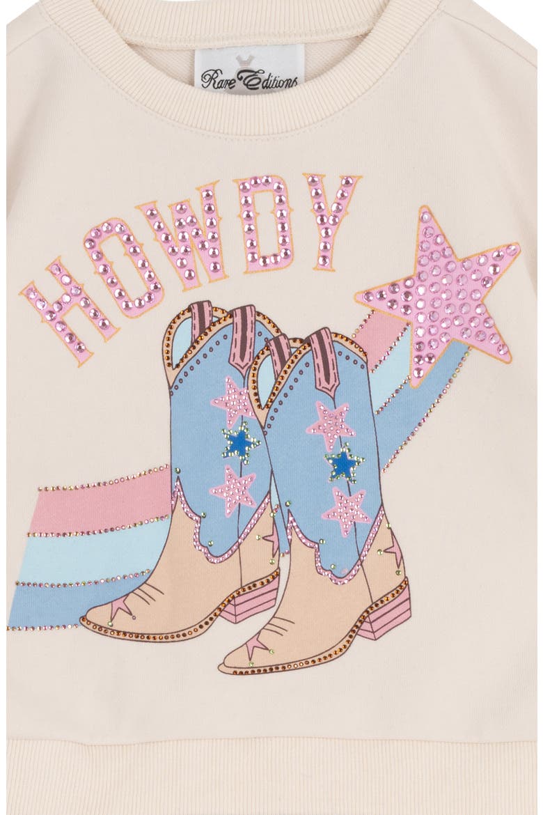 Kids' Howdy Sweatshirt & Denim Skirt, Alternate, color, IVORY