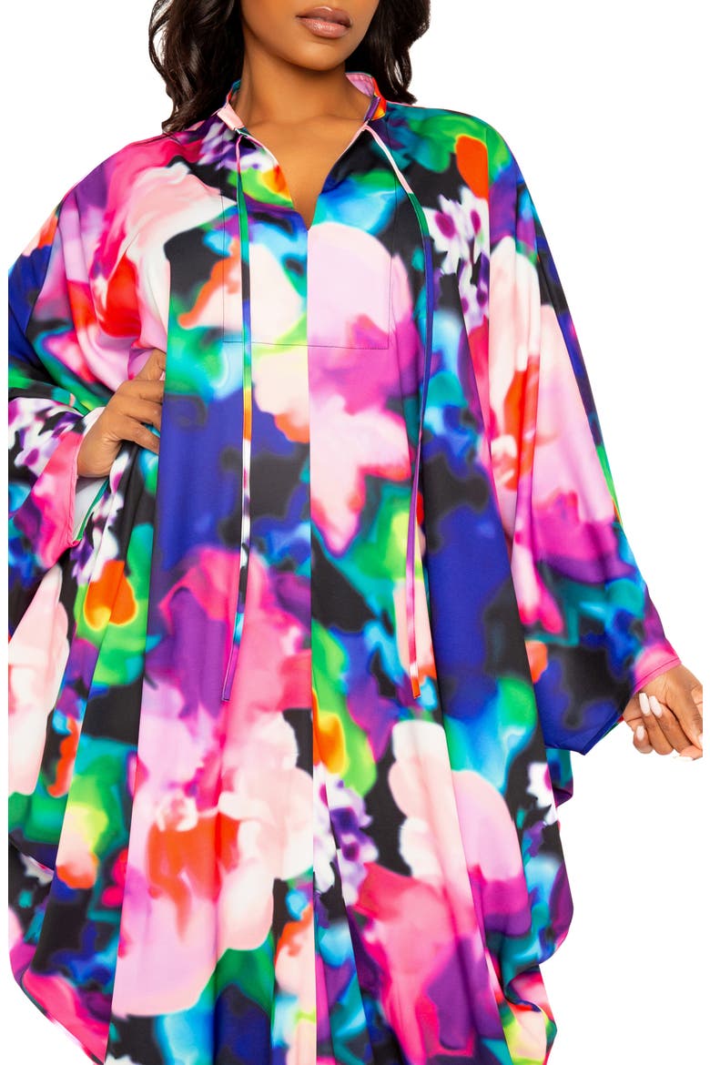 Abstract Print Long Sleeve Caftan, Alternate, color, PINK MULTI