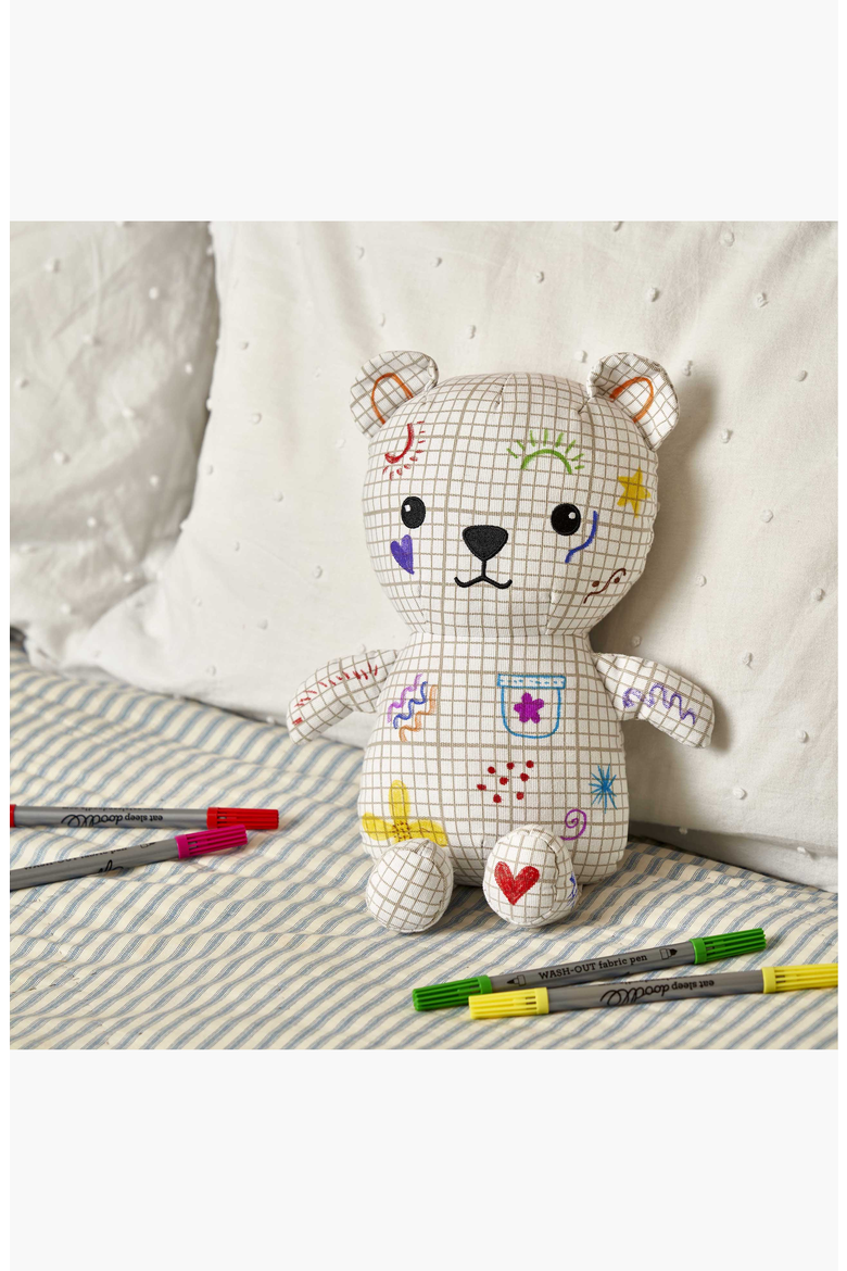 Color-In & Doodle Artie Bear Teddy Bear, Alternate, color, White