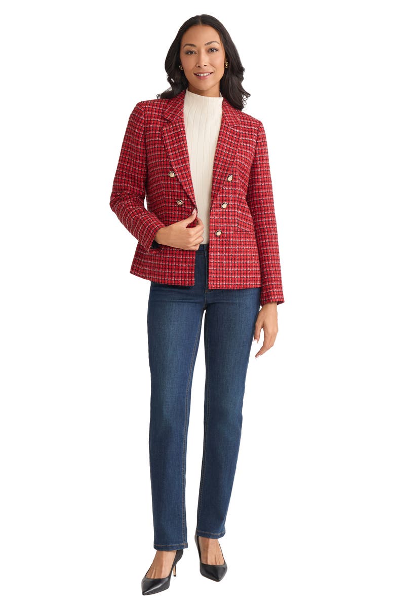 Jones New York Tweed Faux Double Breasted Jacket, Alternate, color, Venetian Red Multi