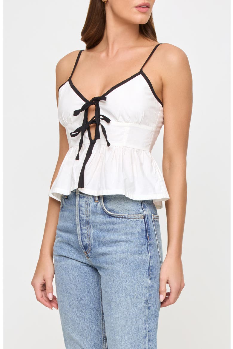 Agnes Tie Front Cover-Up Tank, Alternate, color, CREAM/ BLACK