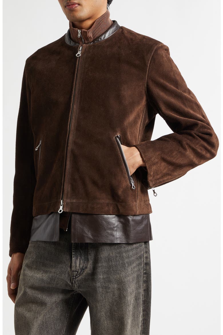 Drift Suede & Leather Jacket, Alternate, color, WENGE BROWN WET SUEDE