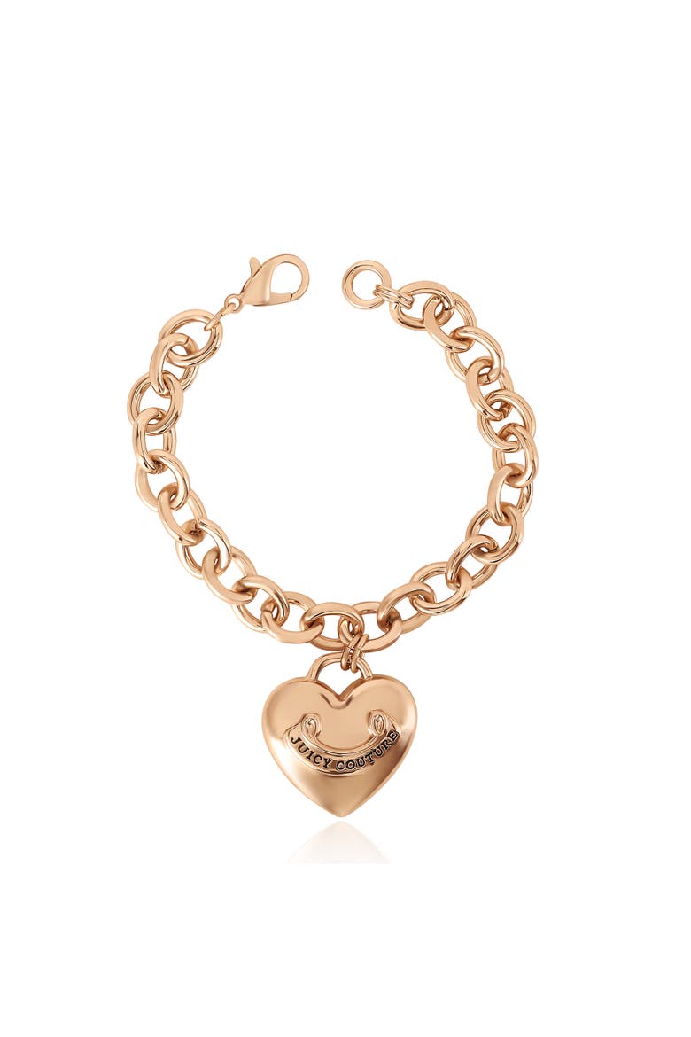 Gold-Tone Chain Bracelet with Heart Charm, Alternate, color, Gold