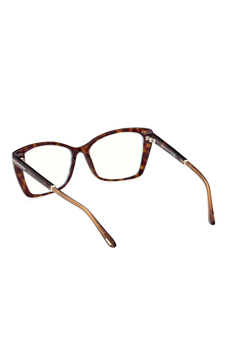 55mm Butterfly Blue Light Blocking Optical Glasses, Alternate, color, HAVANA ROSE GOLD / T LOGO