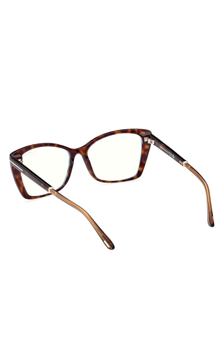 TOM FORD 55mm Butterfly Blue Light Blocking Optical Glasses, Alternate, color, Havana Rose Gold / T Logo