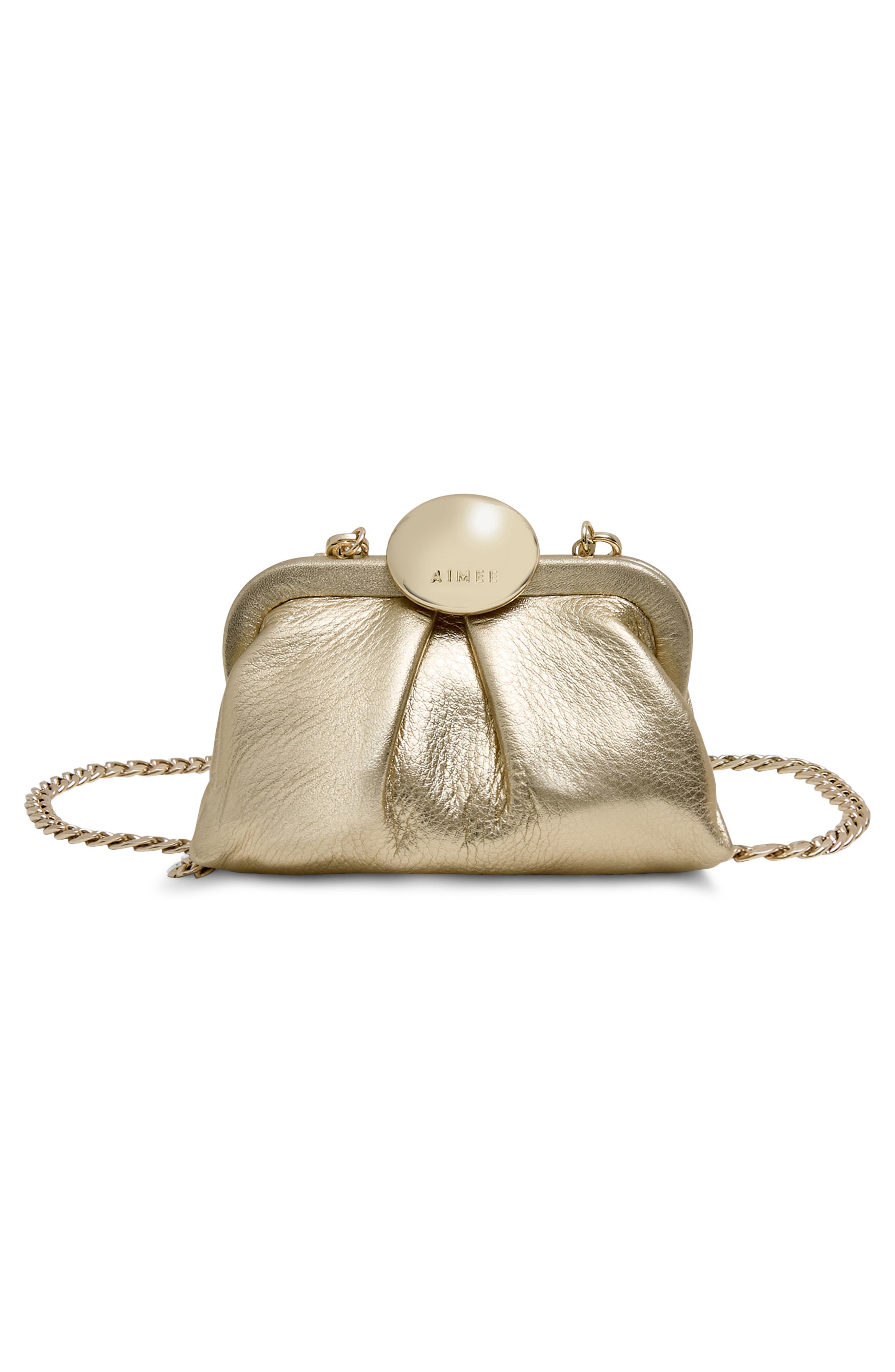 Mini Full Circle Leather Frame Crossbody Clutch, Alternate, color, WARM CHAMPAGNE