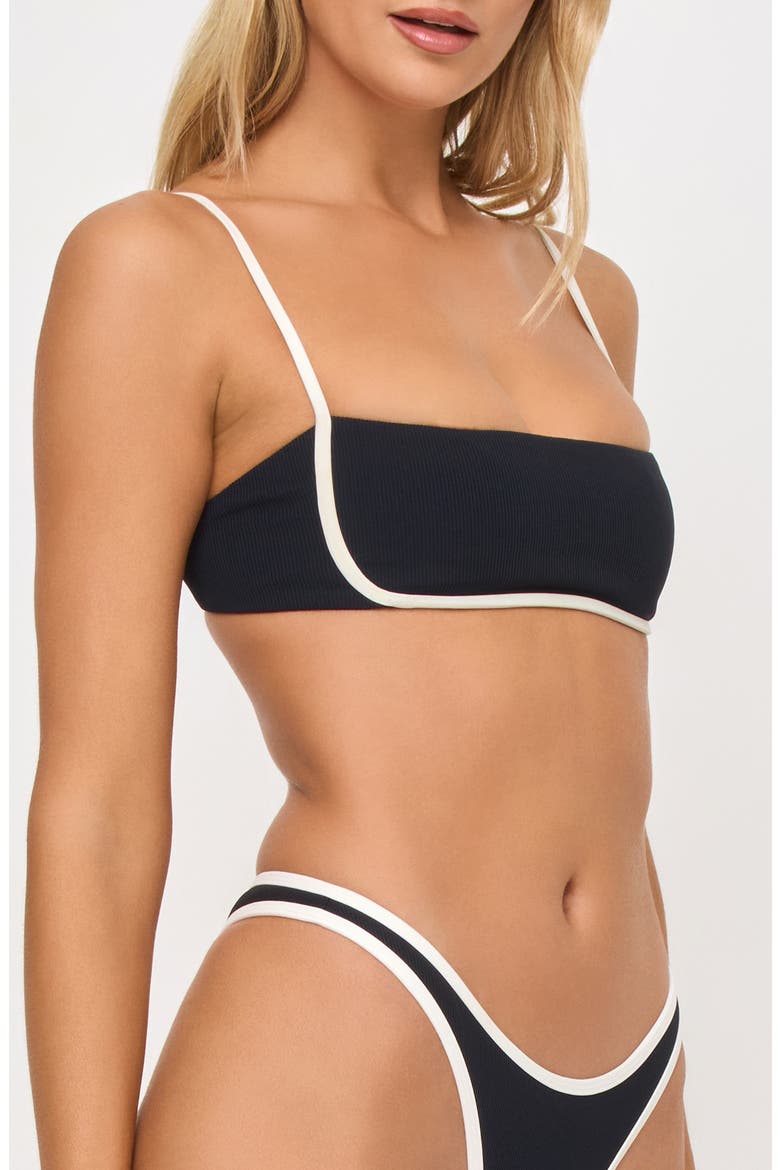 Hazel Ribbed Bikini Top, Alternate, color, BLACK/CREAM