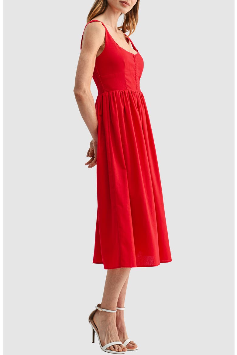 Corset A-Line Midi Dress, Alternate, color, RED