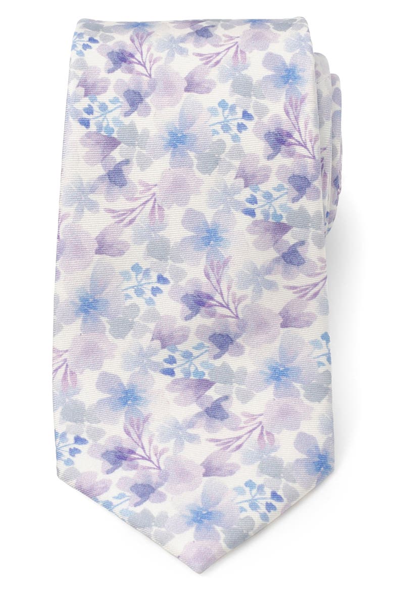 Watercolor Floral Silk Tie, Main, color, PURPLE