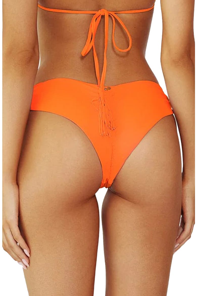 Basic Ruched Teeny Bikini Bottoms, Alternate, color, MANGO TANGO