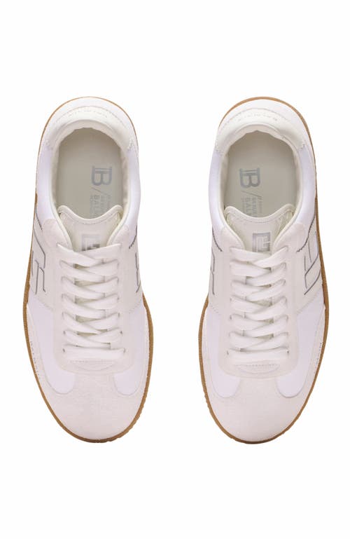Balmain Leather And Canvas  Swan Trainers In White