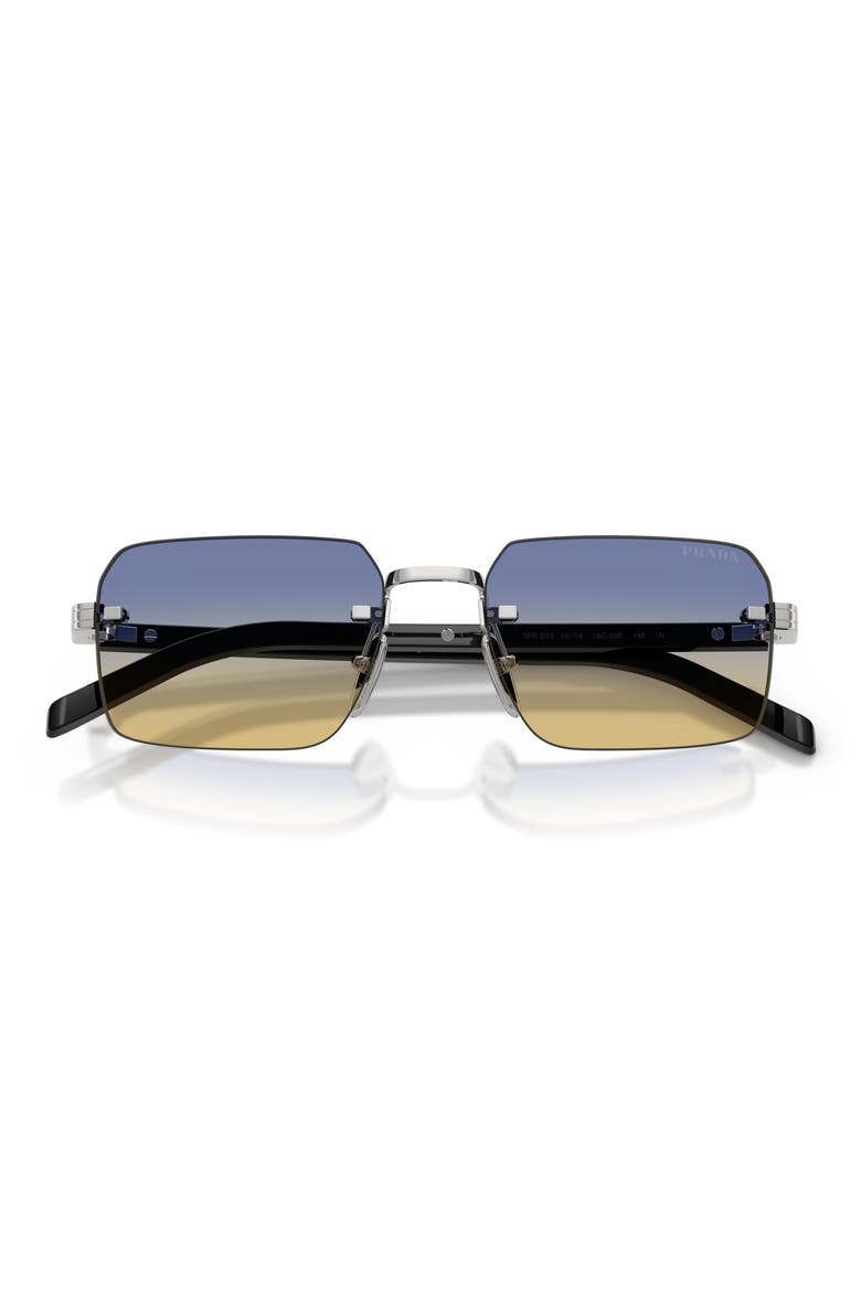 55mm Gradient Rectangular Sunglasses, Alternate, color, SILVER / YELLOW/ DARK BLUE