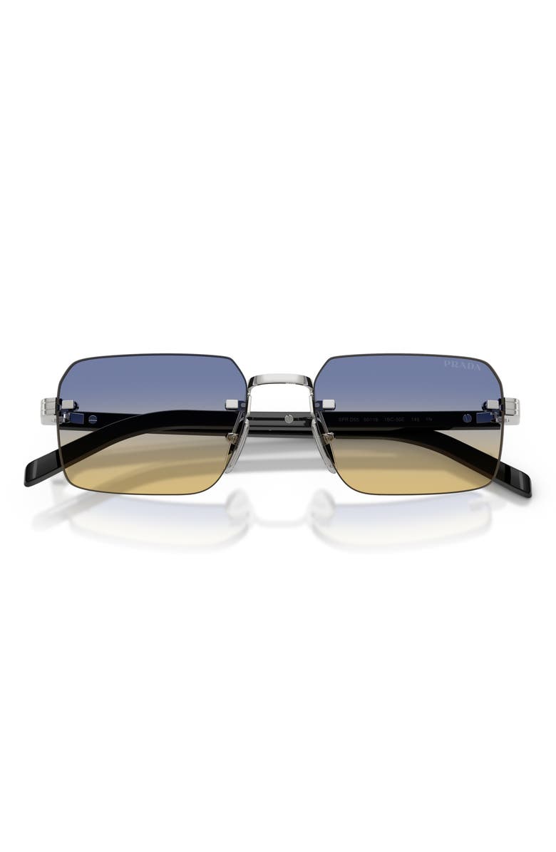 Prada 55mm Gradient Rectangular Sunglasses, Alternate, color, Silver / Yellow/ Dark Blue