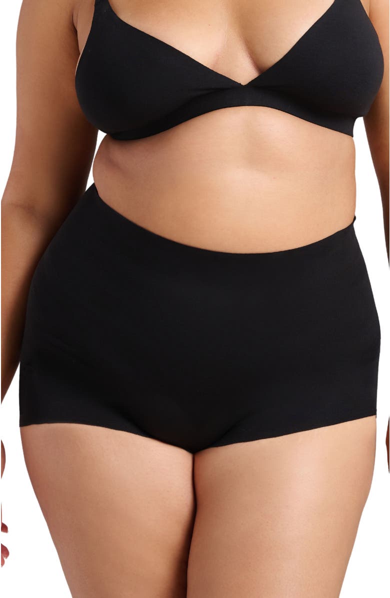 Siella Organic Cotton No-Show Shaping Boy Short, Main, color, Black