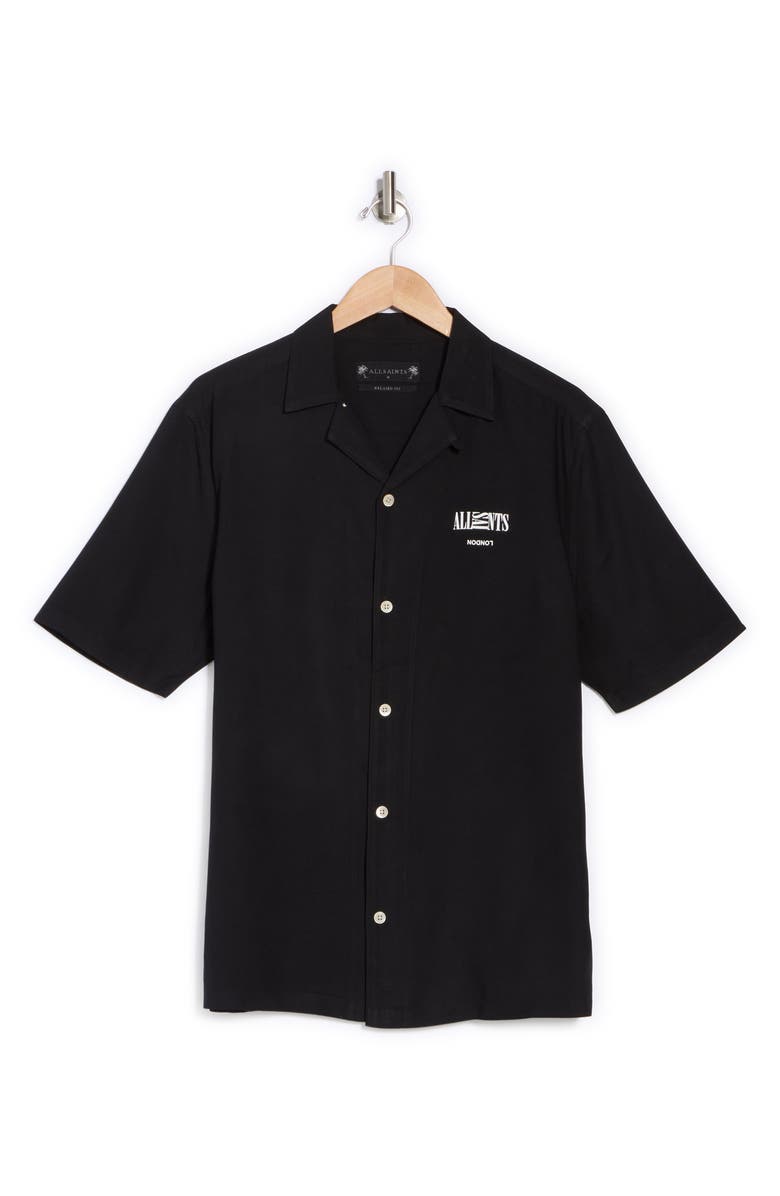 AllSaints Burman Camp Shirt, Alternate, color, Jet Black