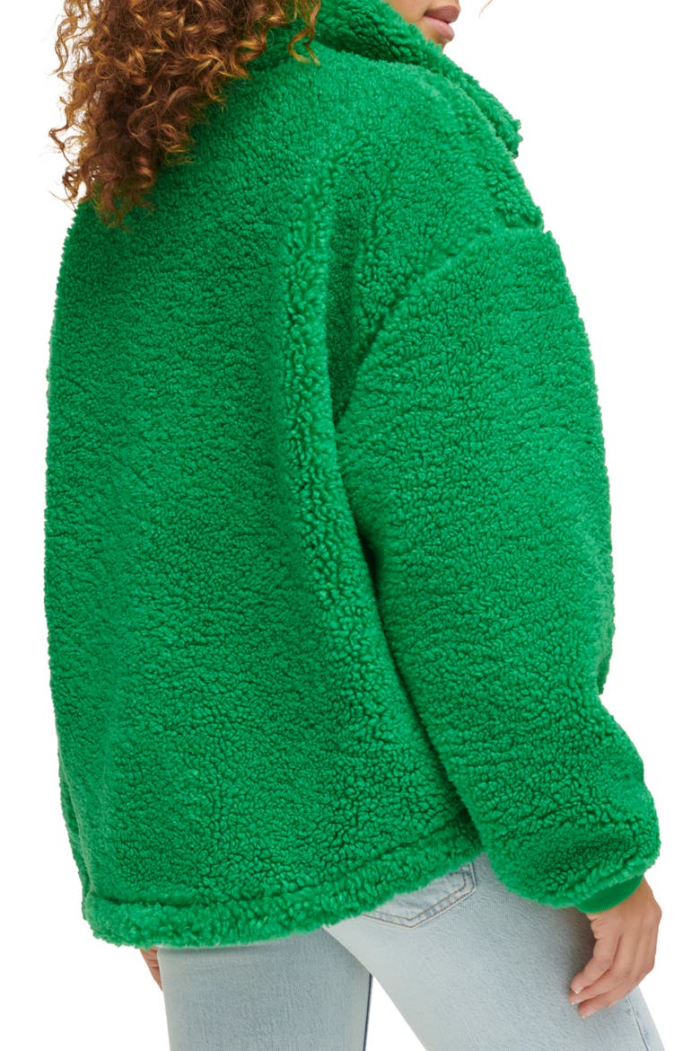Zip Front Teddy Jacket, Alternate, color, BRIGHT GREEN
