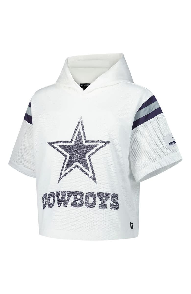 THE WILD COLLECTIVE Women's The Wild Collective White Dallas Cowboys Mesh Short Sleeve Hoodie T-Shirt, Alternate, color, White