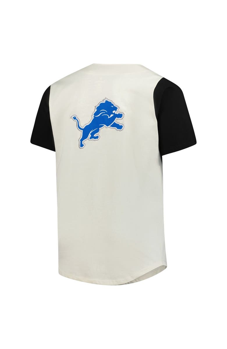 FANATICS Men's Big & Tall Fanatics  Cream Detroit Lions Vintage Short Sleeve Button-Down Top, Alternate, color, 